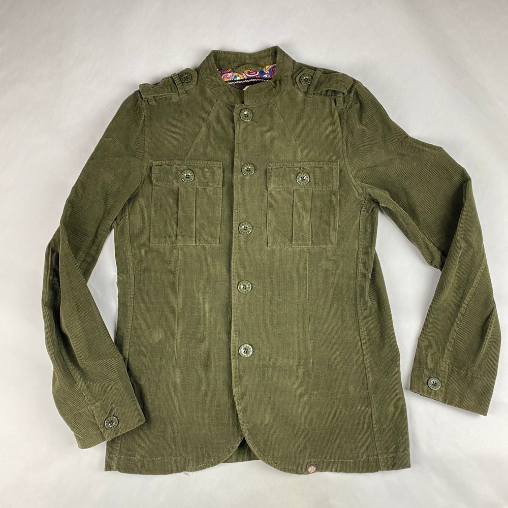 Pretty Green Jacket Men's Small Lennon Green Corduroy Overshirt Utility